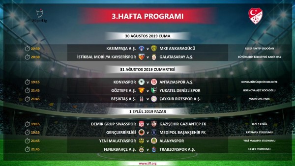 Süper Lig'de 3 haftanın programı belli oldu